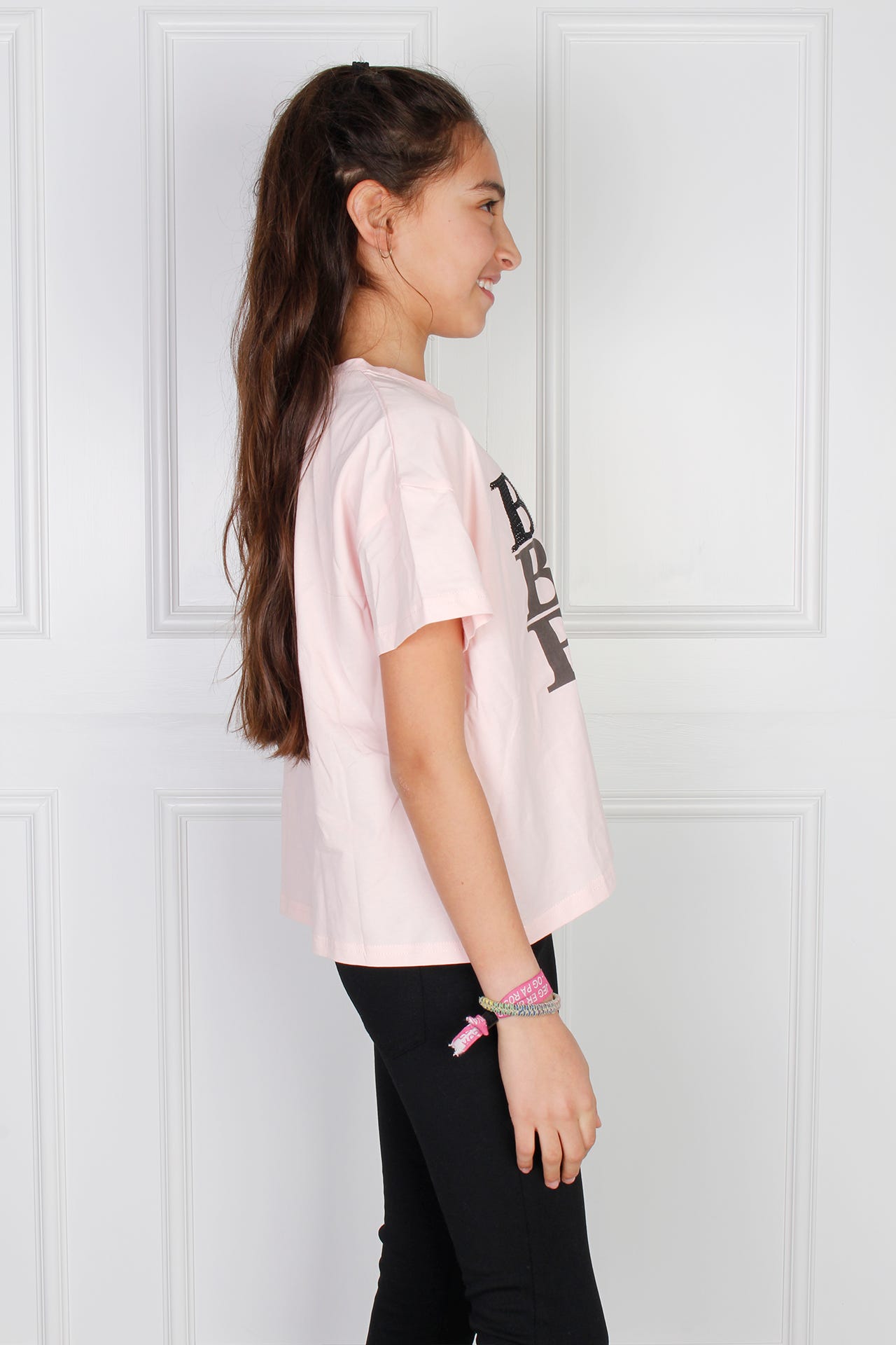 T-shirt m. text, Rosa