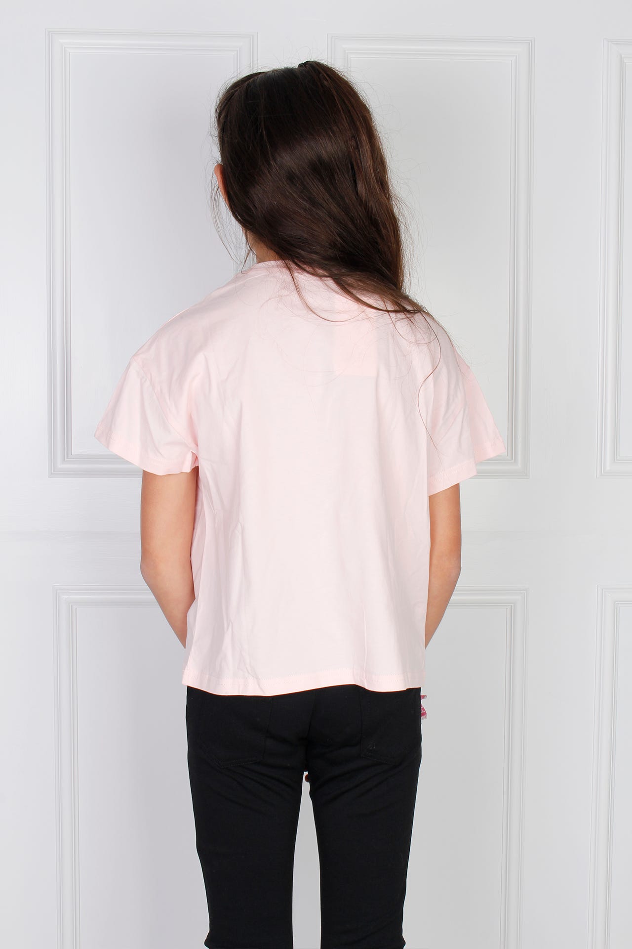 T-shirt m. text, Rosa