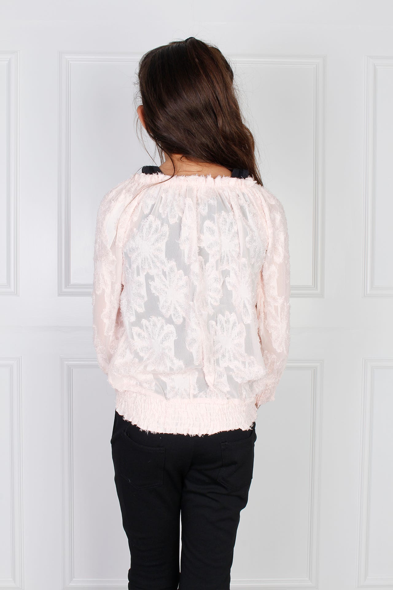 Bluse med snydeknapper, rosa