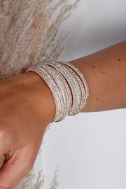 Harper - slå om armbånd m. diamantsten, beige