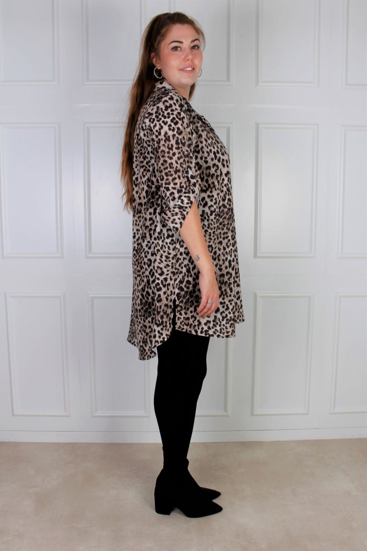 Oversized tunika m. krage, Leopard