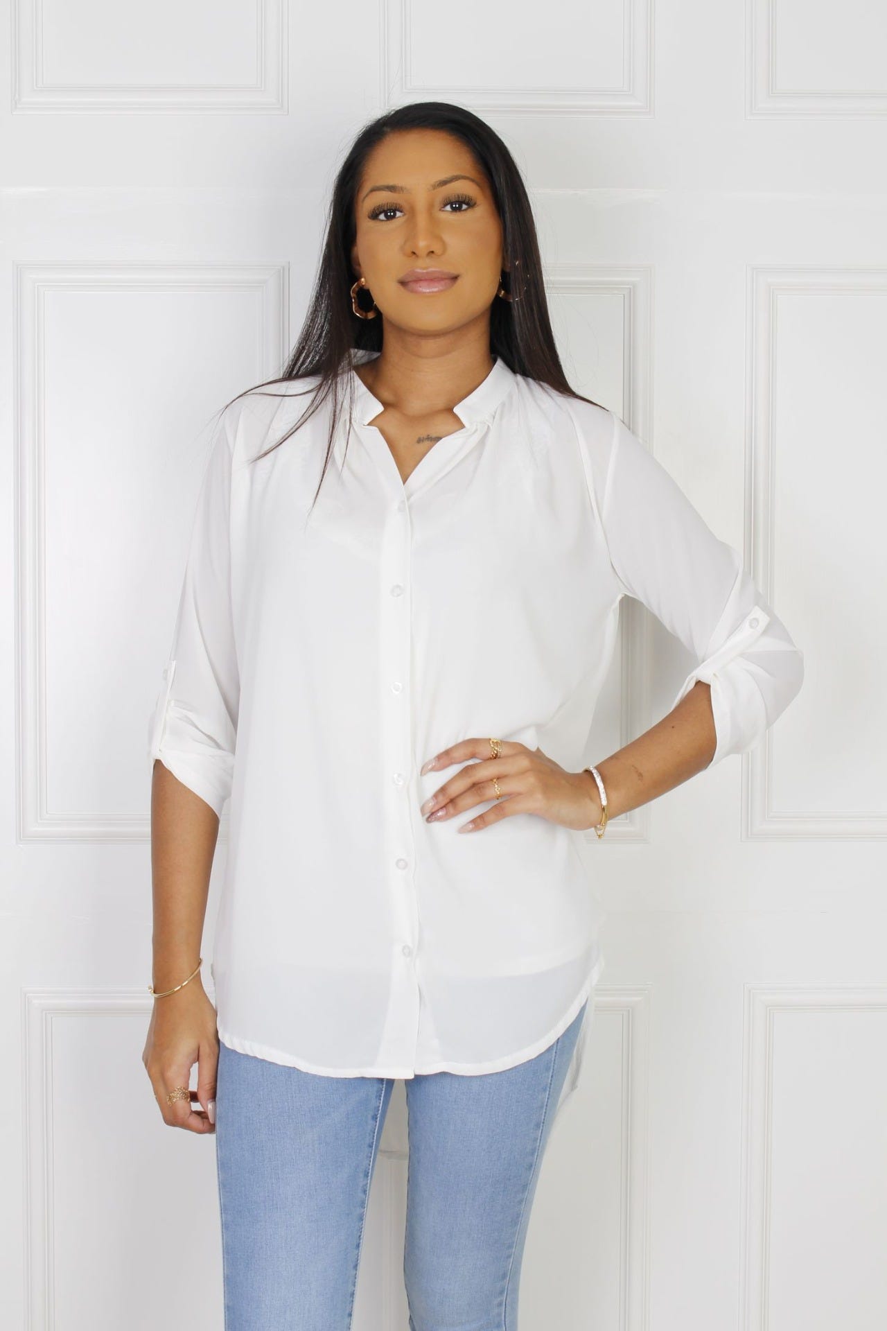 Oversize skjorta, Creme