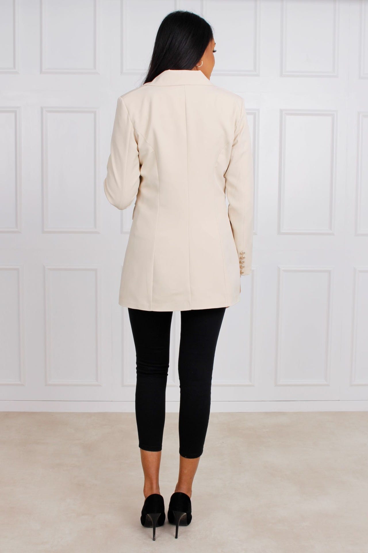 Blazer m. guldknapper, Beige