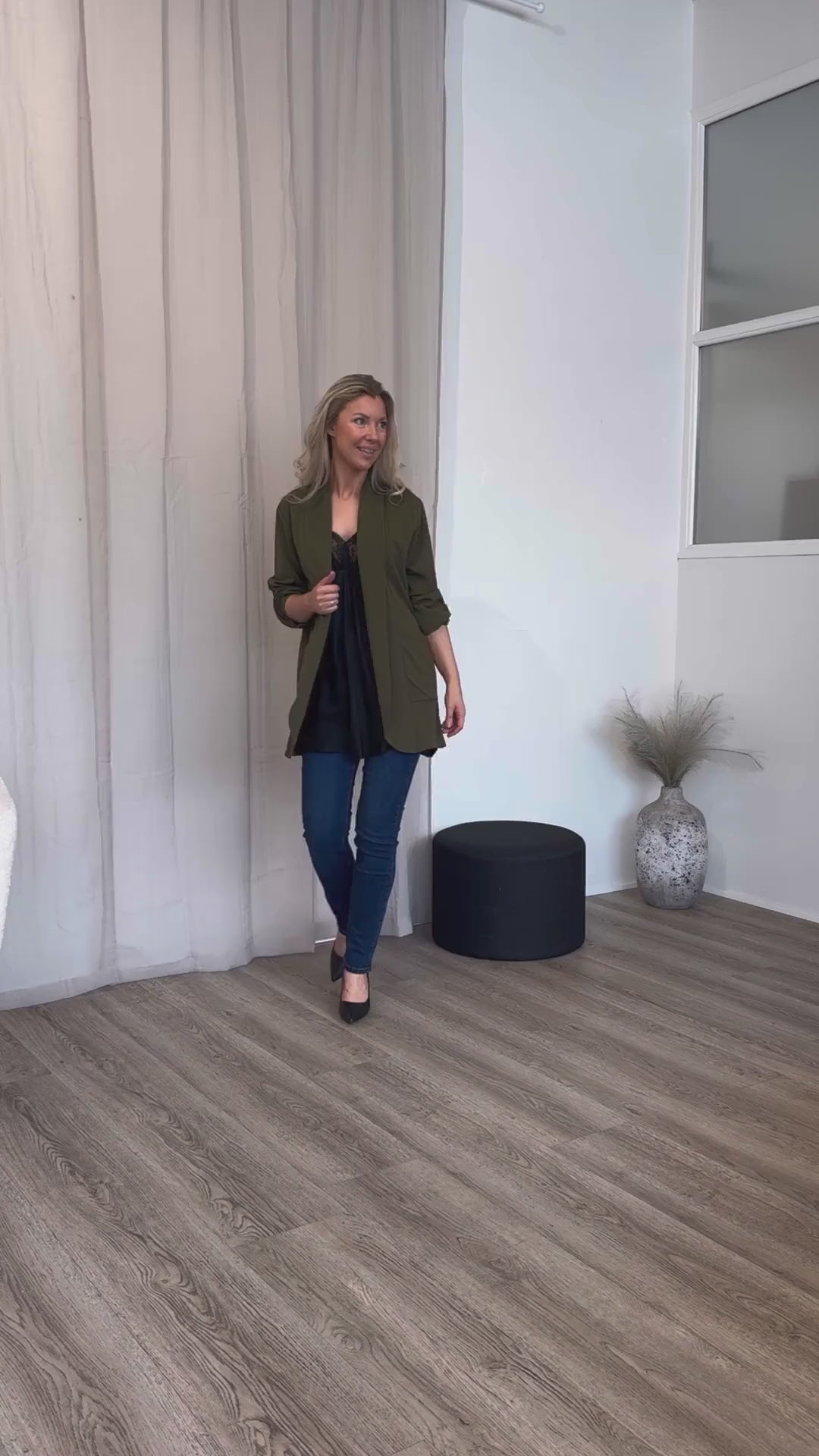 Ladda video: Lång blazer, Khaki