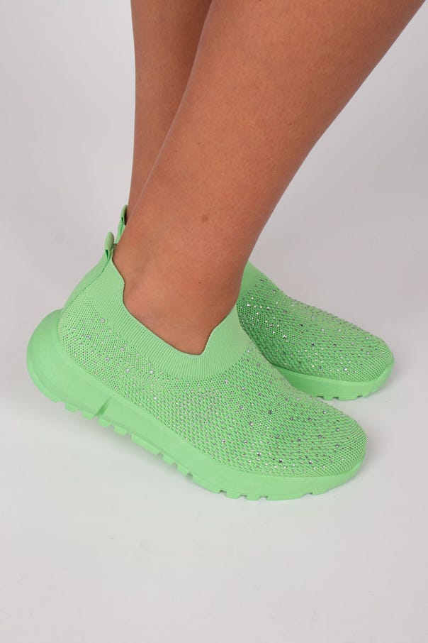 Sneakers m. glitter, Grön